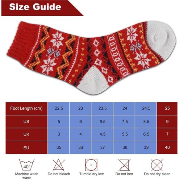 New 5 Pairs Wool Socks for Women - Cute Fuzzy Warm Colorful Crew Socks - Picture 6 of 6